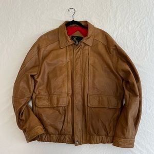 Men’s Brown Leather Bomber Jacket